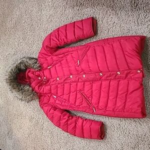 Red Michael Kors Long Down Winter Jacket M